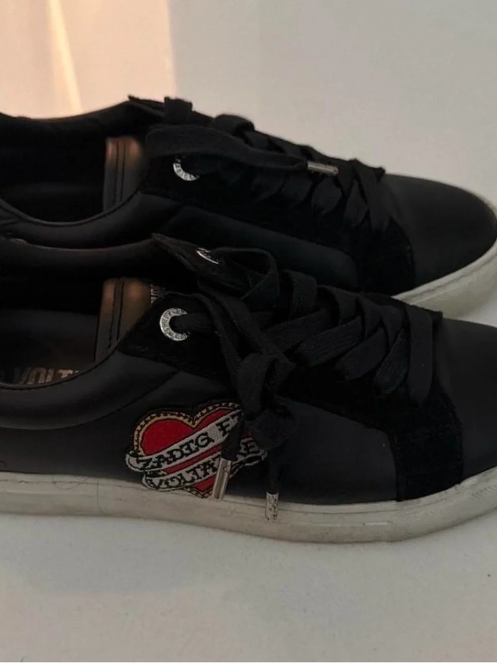 Zadig & Voltaire Black Sneakers with Red Heart Patch